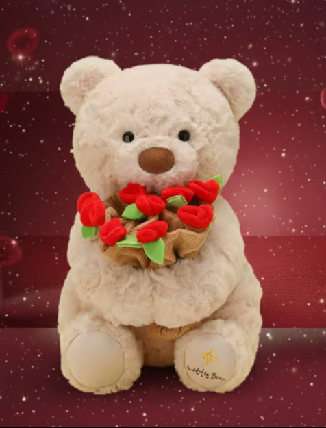 Мече с букет шапка