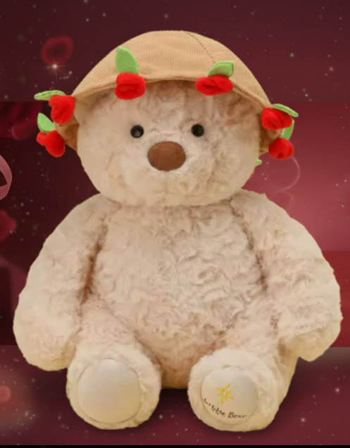 Мече с букет шапка